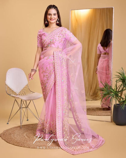 LARAA — Soft Butterfly Net Designer Saree