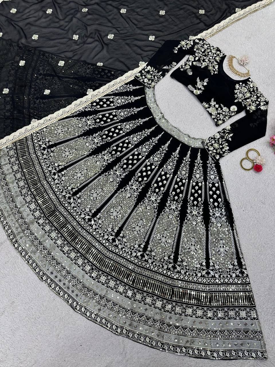 HEERA - Premium Black Georgette Lehenga