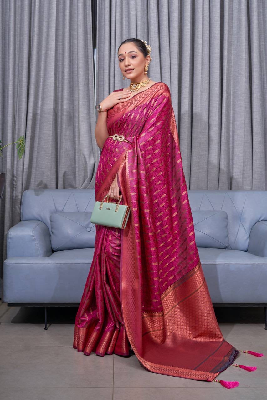 Soft Silk x Copper Zari Saree