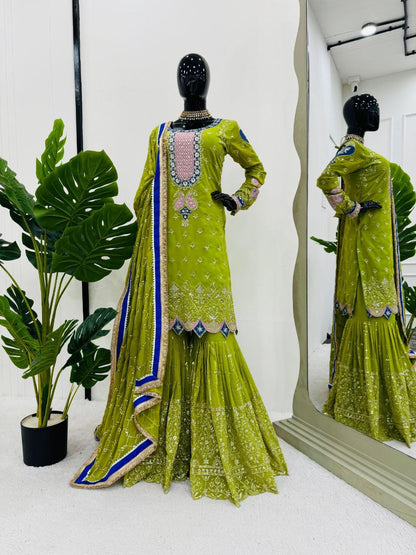 DEEPIKA - Green Premium Sharara Suit