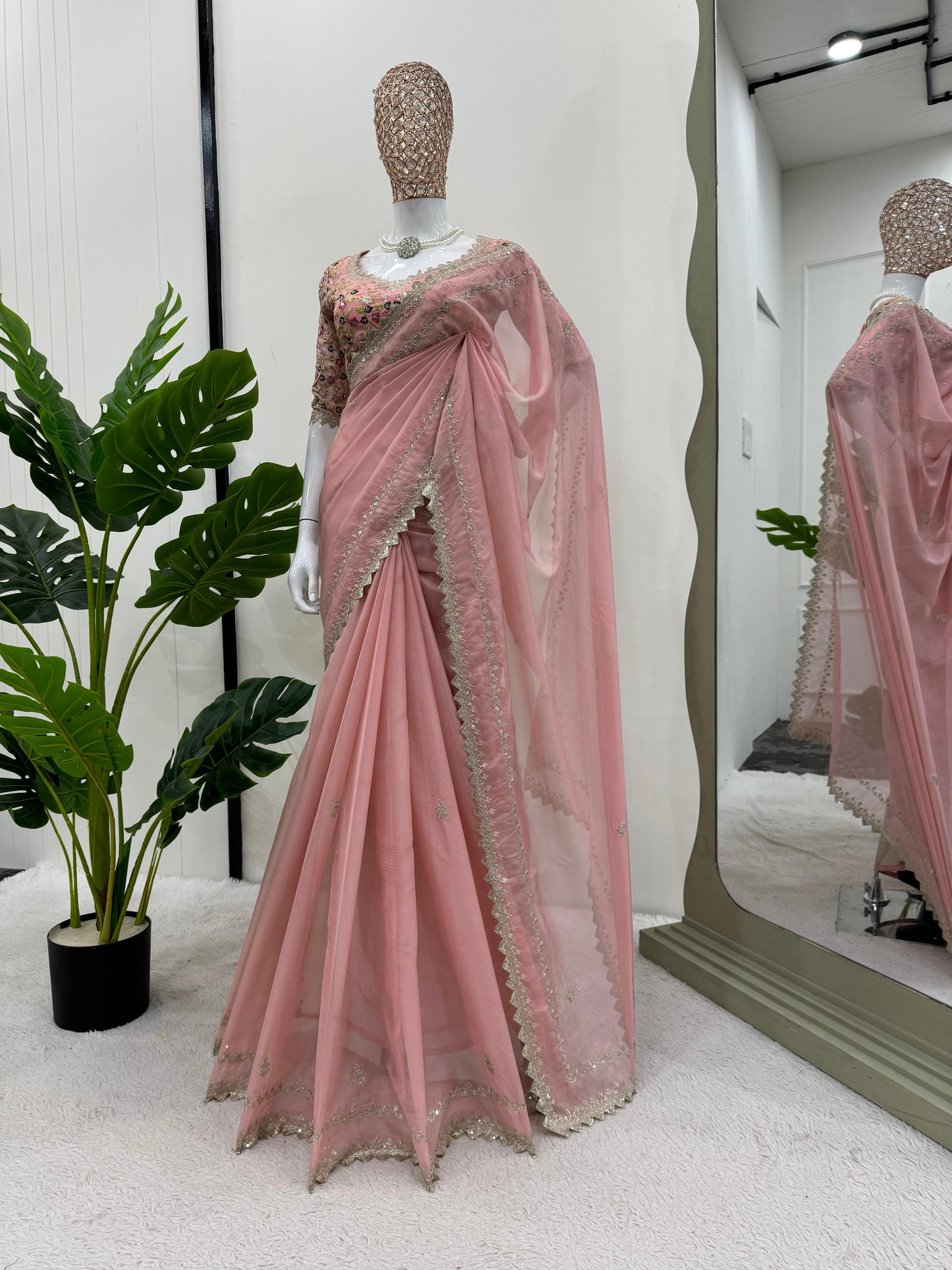 Gulzhar - Partywear Georgette Saree x Floral Designer Blouse