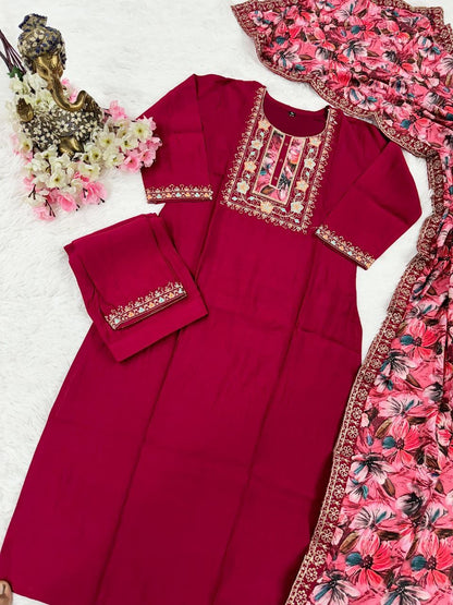 Designer Kurti x Floral Duppata Kurti Set