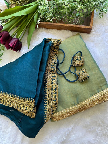 SANTOSHI - Soft Tissue Saree x Readmade Blouse