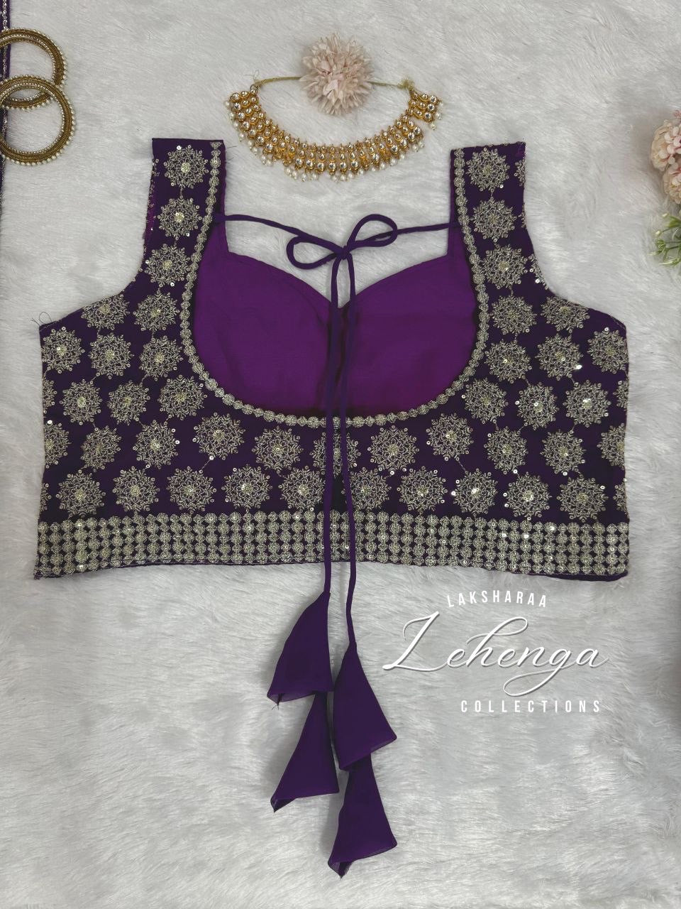 PENELOPE — Purple Georgette Embroidered Lehenga