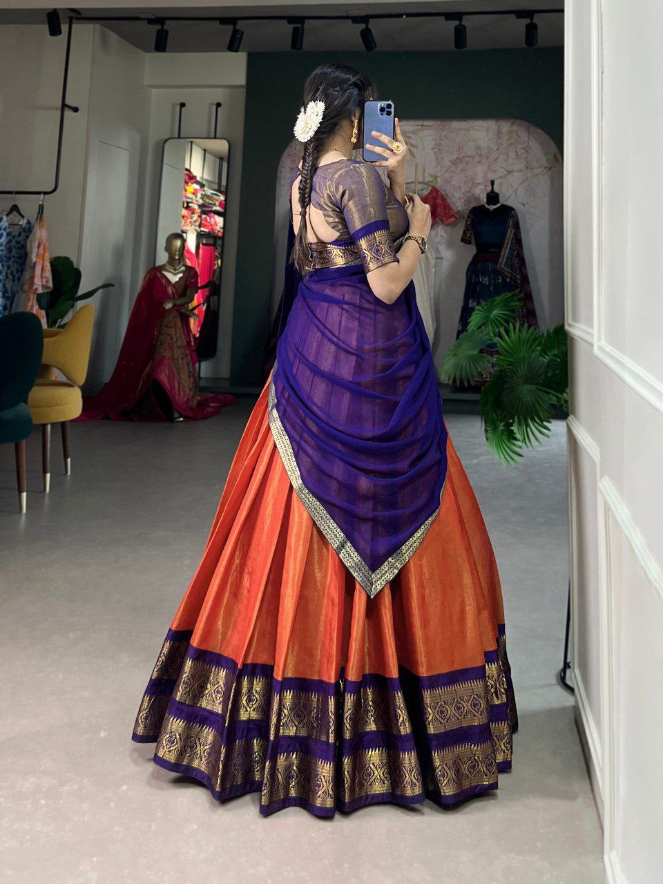 Aruni - Half Sarees Kanchi Banarasi Lehenga