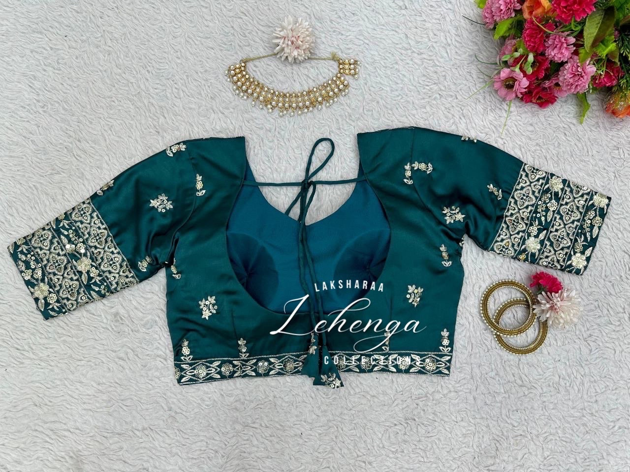 Thoolashi Bottle Green x Satin Lehenga