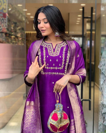 Purple Kurti Set