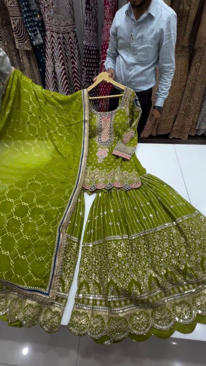 DEEPIKA - Green Premium Sharara Suit