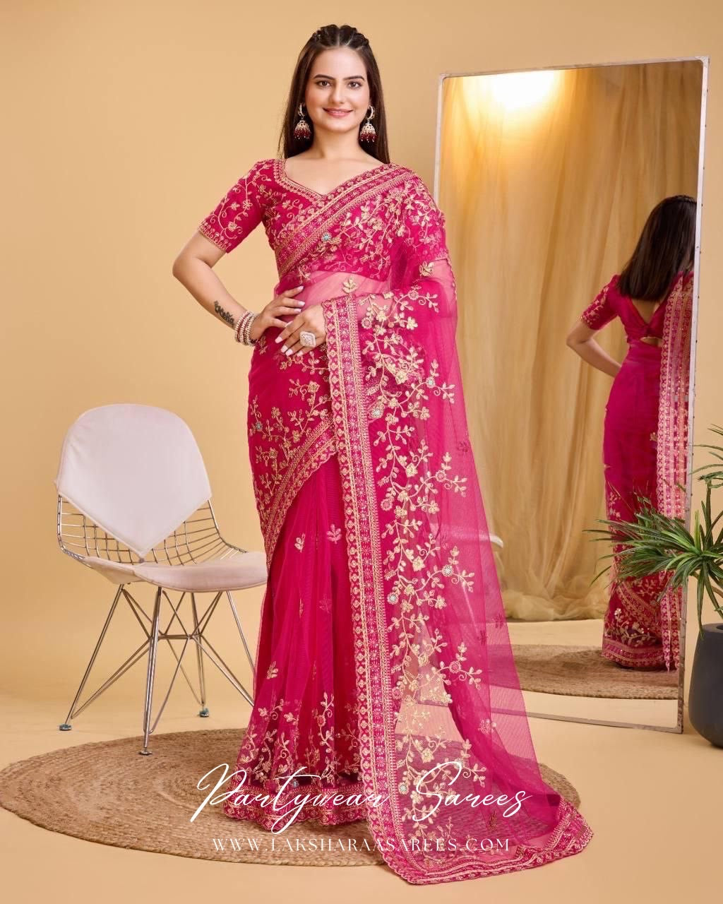 LARAA — Soft Butterfly Net Designer Saree