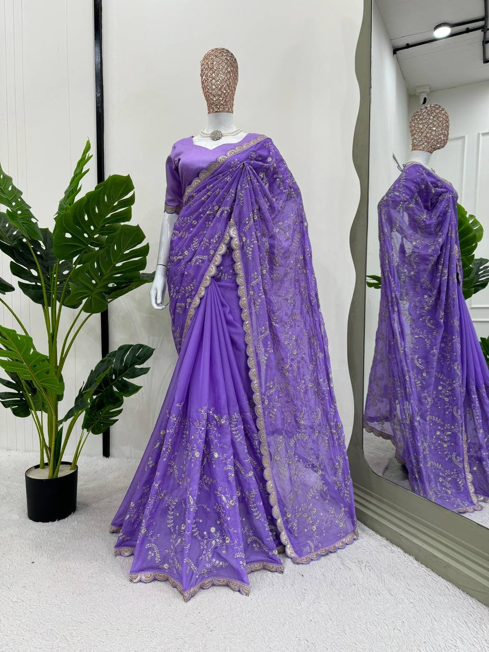 SAHANA - Premium Floral Embroidery Designer Saree