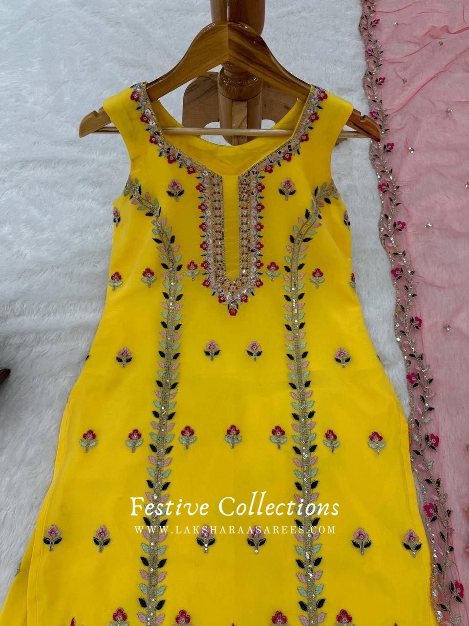 Yellow x Pink Designer Sharara Suit