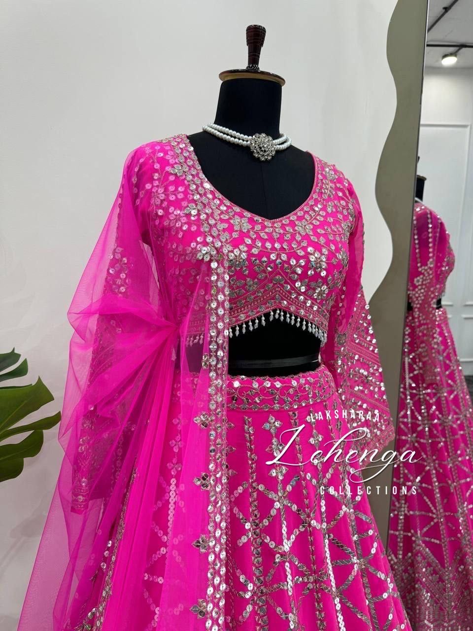 HAZEL — Hot Pink Grand Embroidered Lehenga