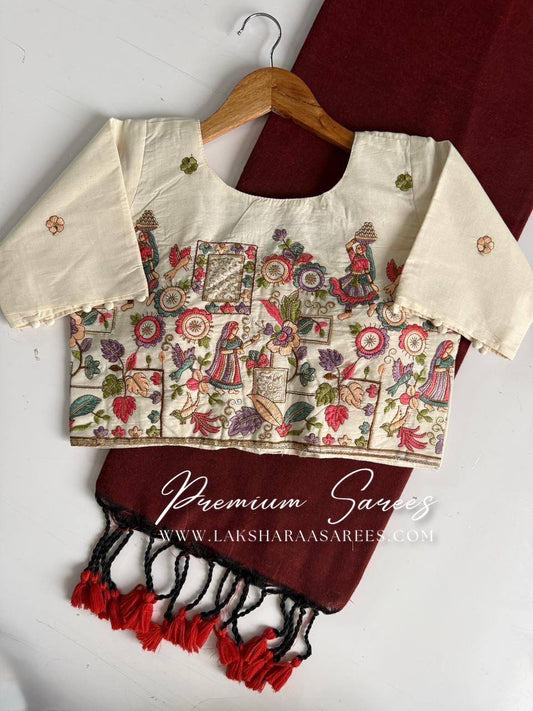 Laksharaa Sarees SWATHY Saree and Blouse Set Maroon