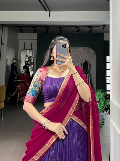 Chanderi Kalamkari Half Sarees Lehenga
