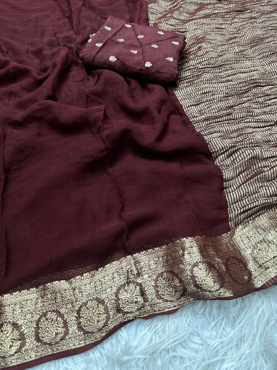 Laksharaa Sarees Trending Georgette Viscose Saree Burgundy