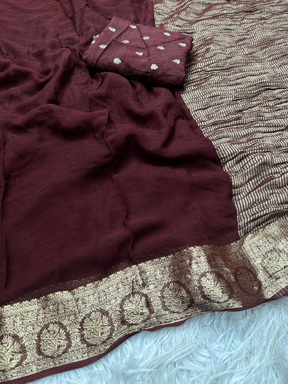 Laksharaa Sarees Trending Georgette Viscose Saree Burgundy