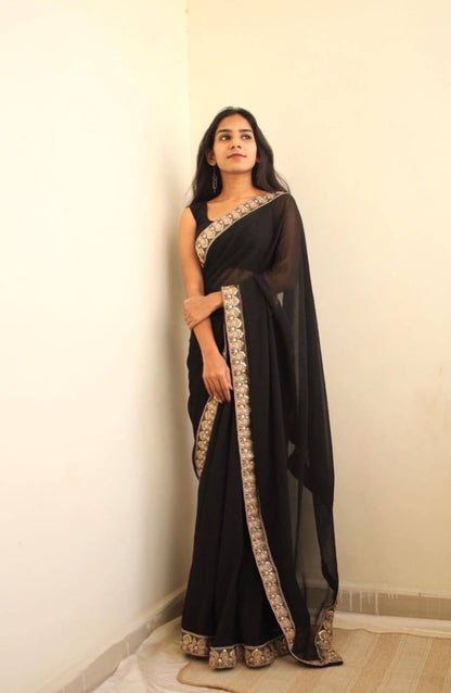 Black Georgette Saree