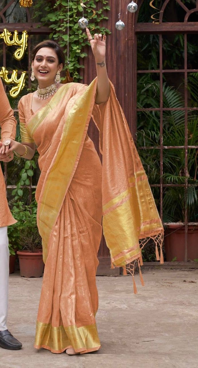 Soft Silk Saree x Gold Border