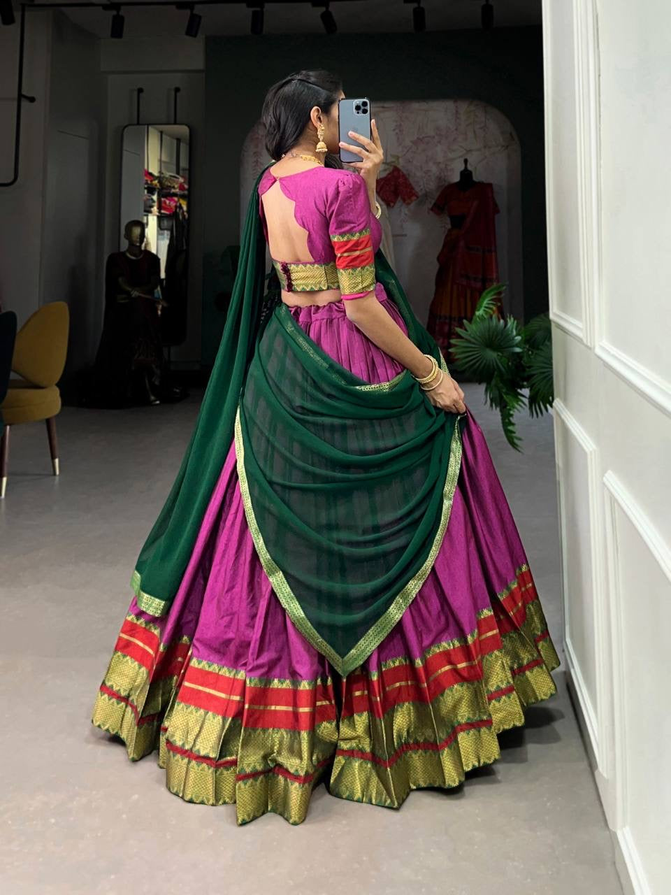 RADHA - Half Sarees Kanchi Banarasi Lehenga