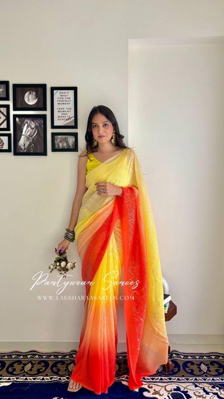 MAADHURII - Crush Georgette x Sequin Partywear Saree