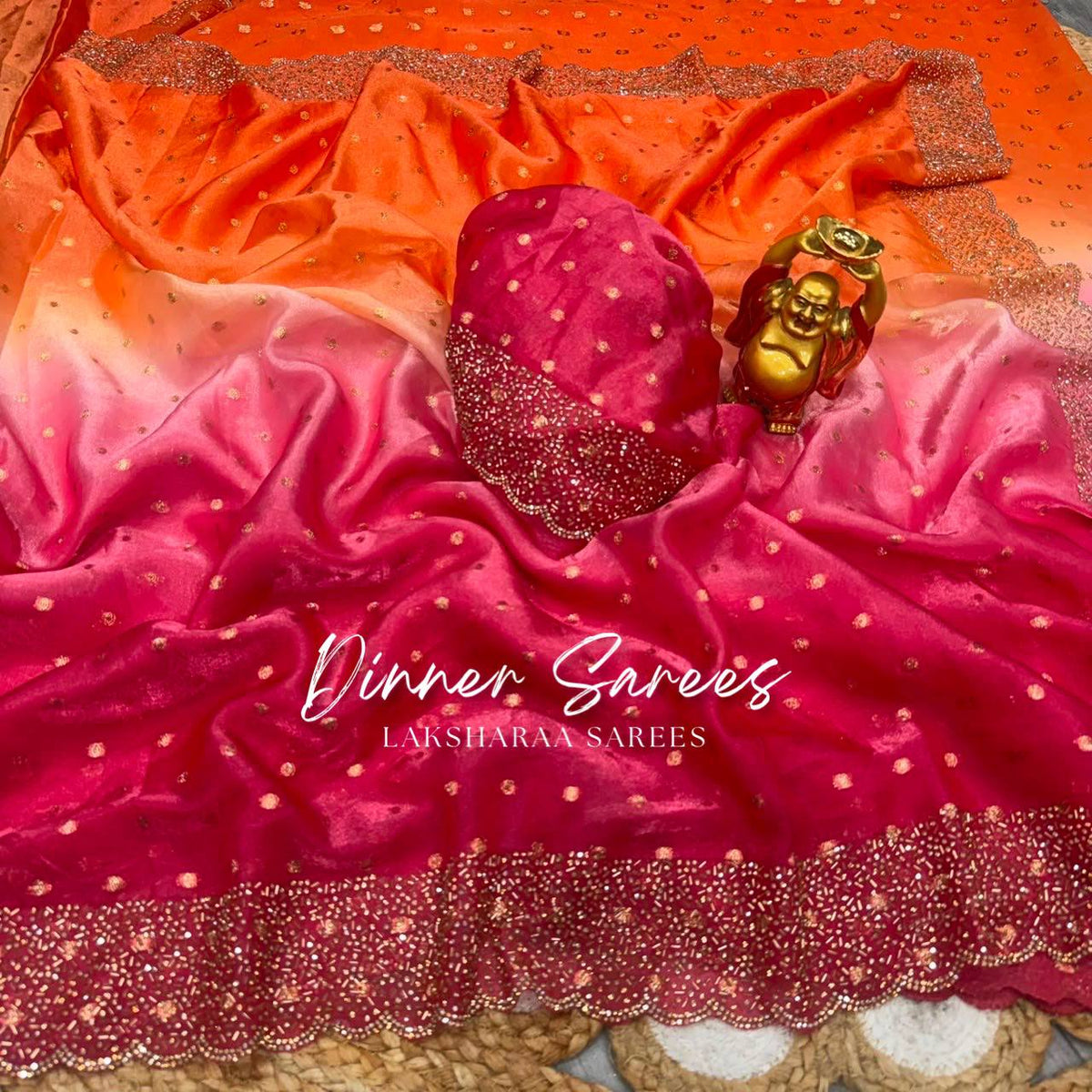 Laksharaa Sarees NAYLAA 2.0 — ombré shimmer silk Saree Orange and Fuchsia Ombré