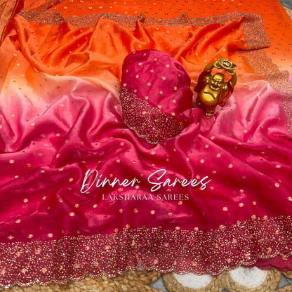 Laksharaa Sarees NAYLAA 2.0 — ombré shimmer silk Saree Orange and Fuchsia Ombré