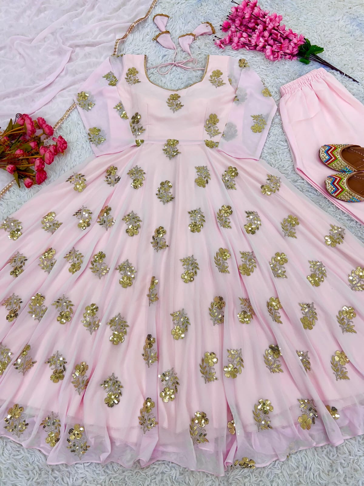 Baby Pink Anarkali Suit x Low Back