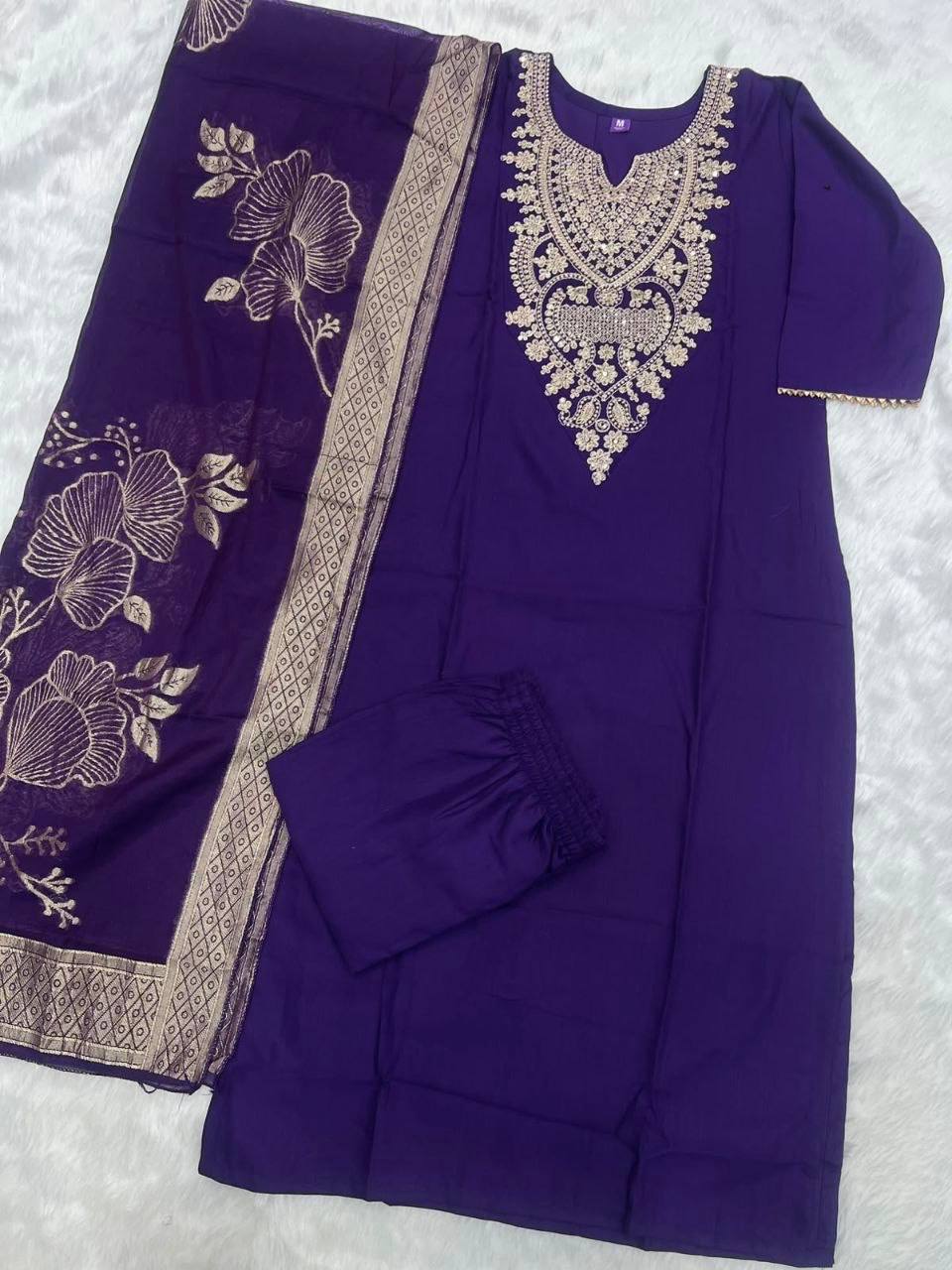 Laksharaa Sarees PATRICIA — cotton blend Kurti set Purple Front View