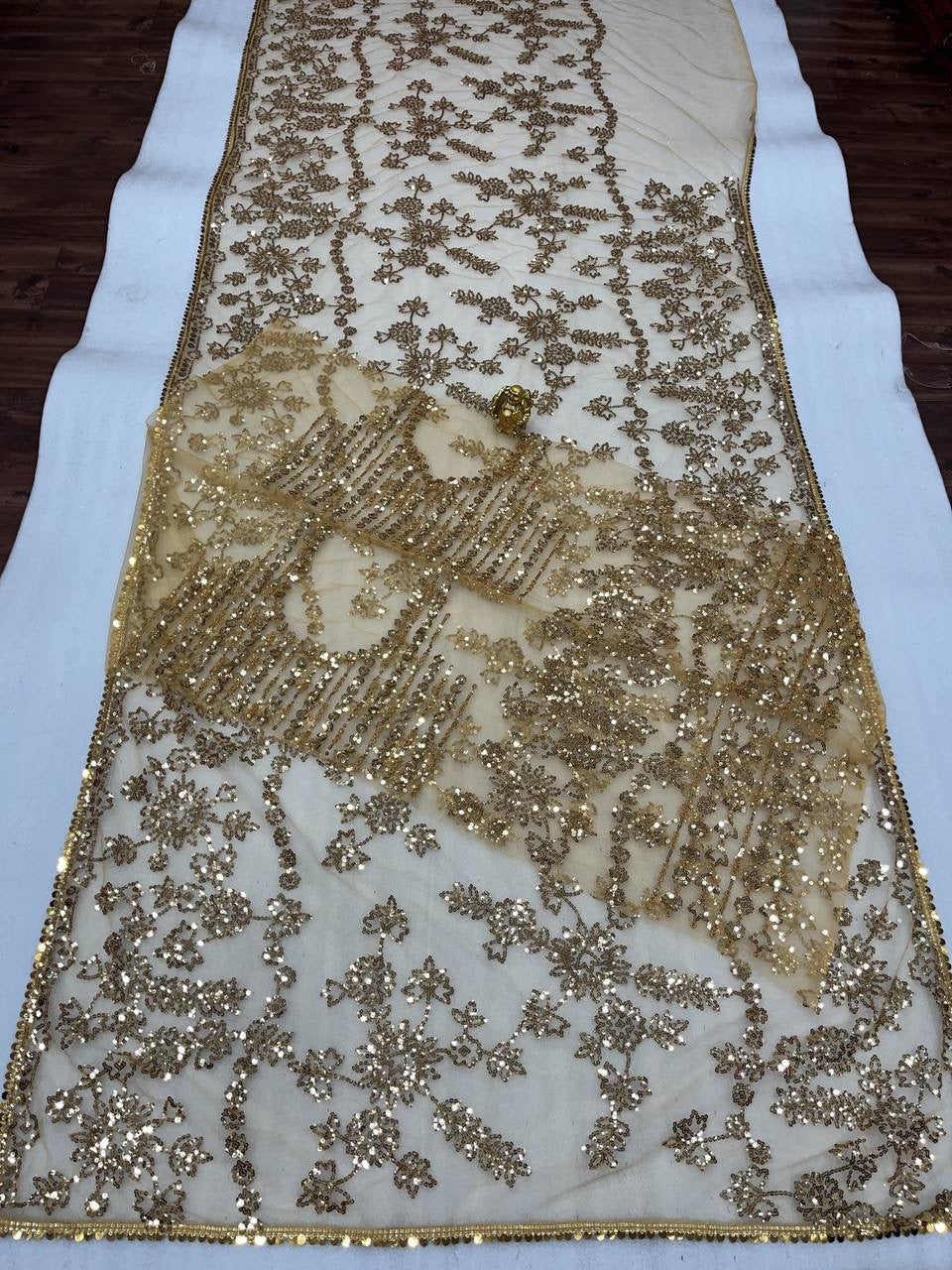 SOPHIA - Gold Partywear Sequinned Saree