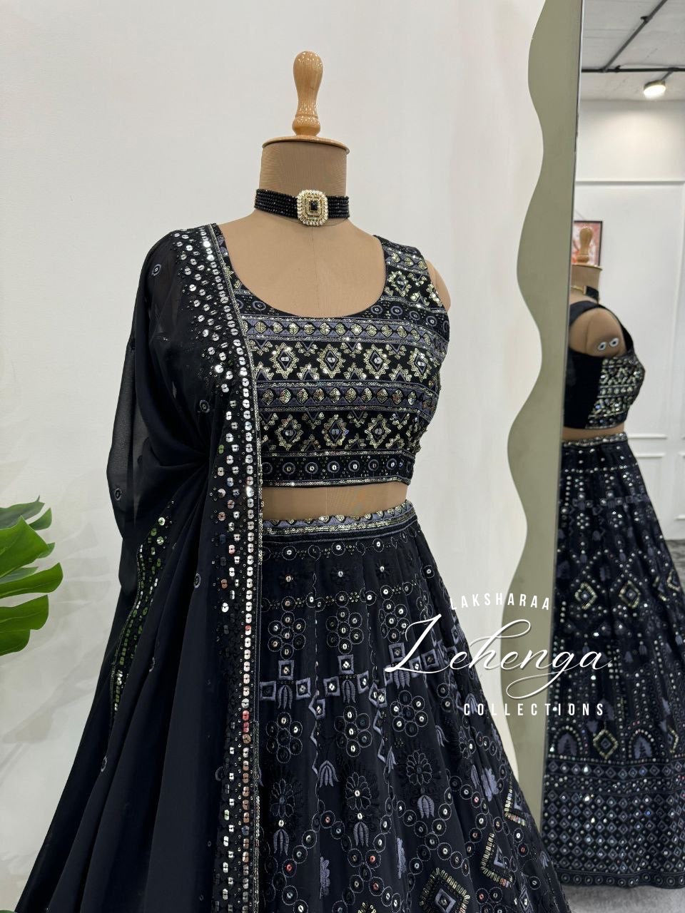 VIVIAN — Black Grand Embroidered Lehenga