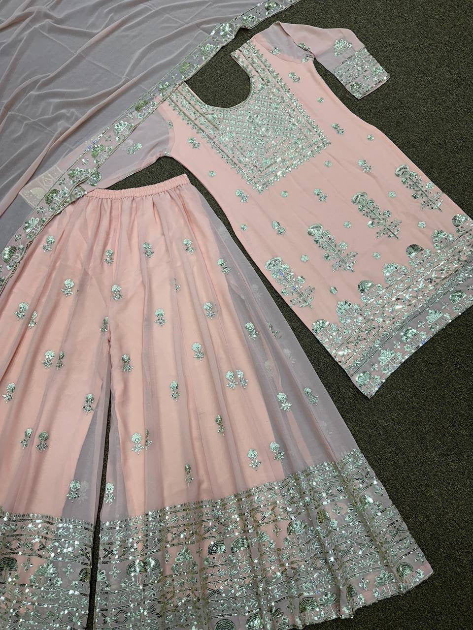 Chandini Baby Pink Sharara Suit