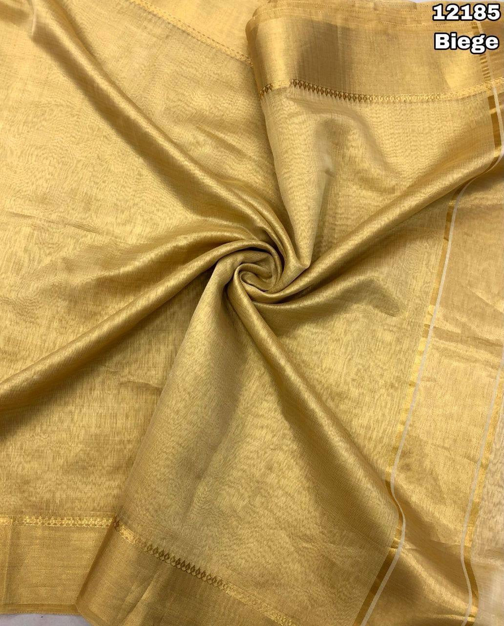 RICHA - gold tissue saree with tassles