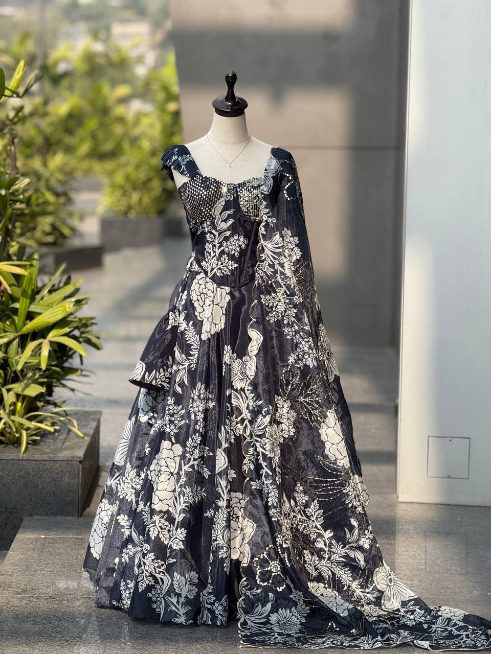 Laksharaa Sarees DIANA - Black Corset Style Partywear Lehenga Full View