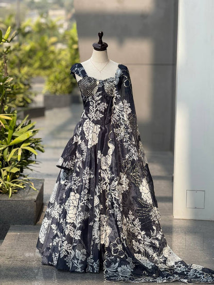 Laksharaa Sarees DIANA - Black Corset Style Partywear Lehenga Full View