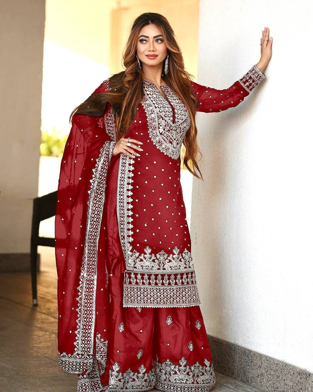 SAMRAT - Sharara Suit x Silver Embroidered work