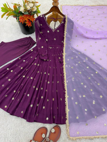 Laksharaa Sarees SHAHI — Georgette Anarkali Suit Purple