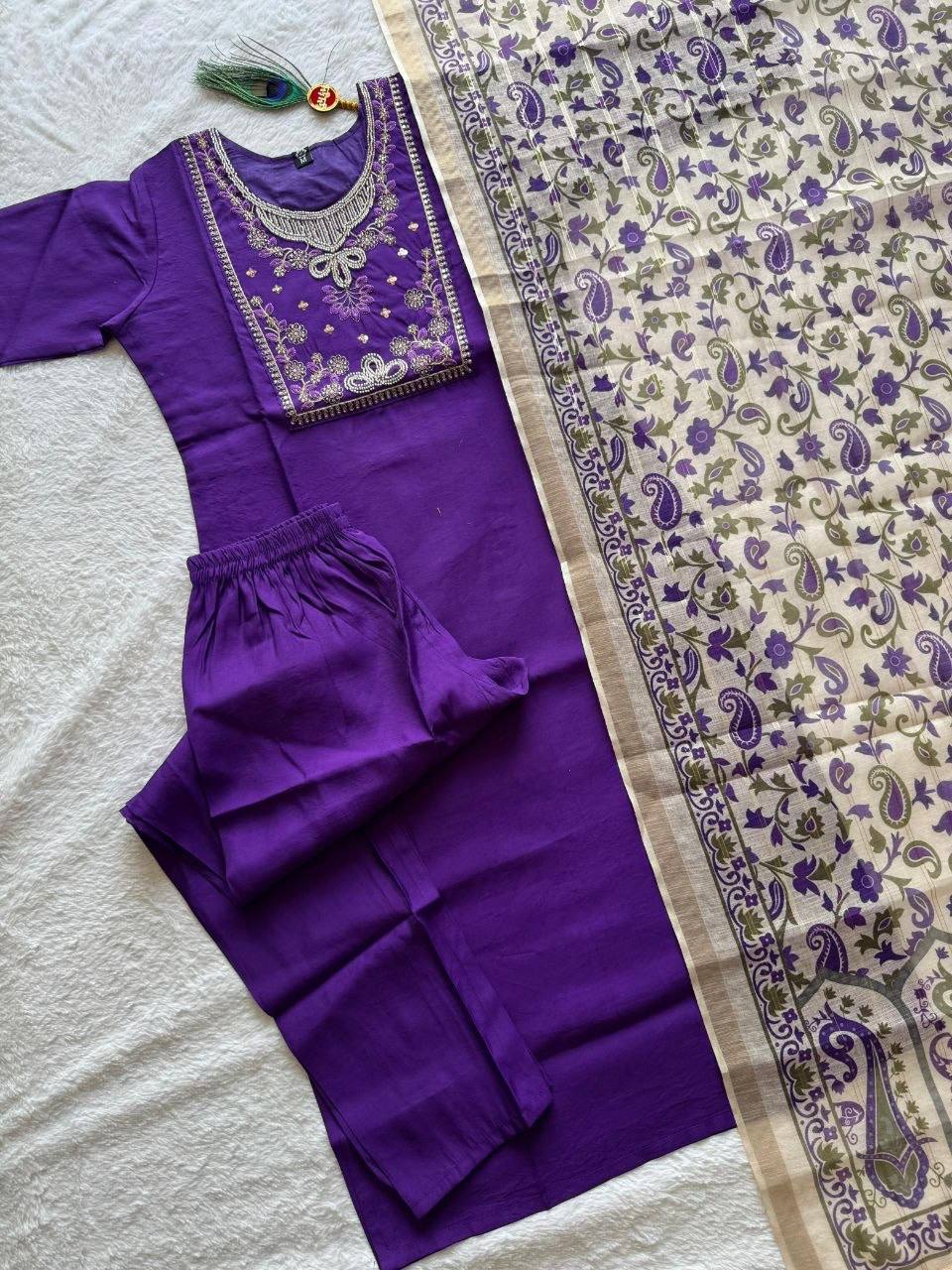 Laksharaa Sarees Kurti Set Purple Full Outfit View