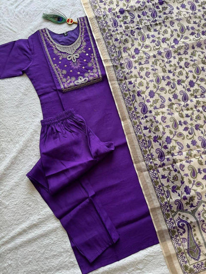 Laksharaa Sarees Kurti Set Purple Full Outfit View