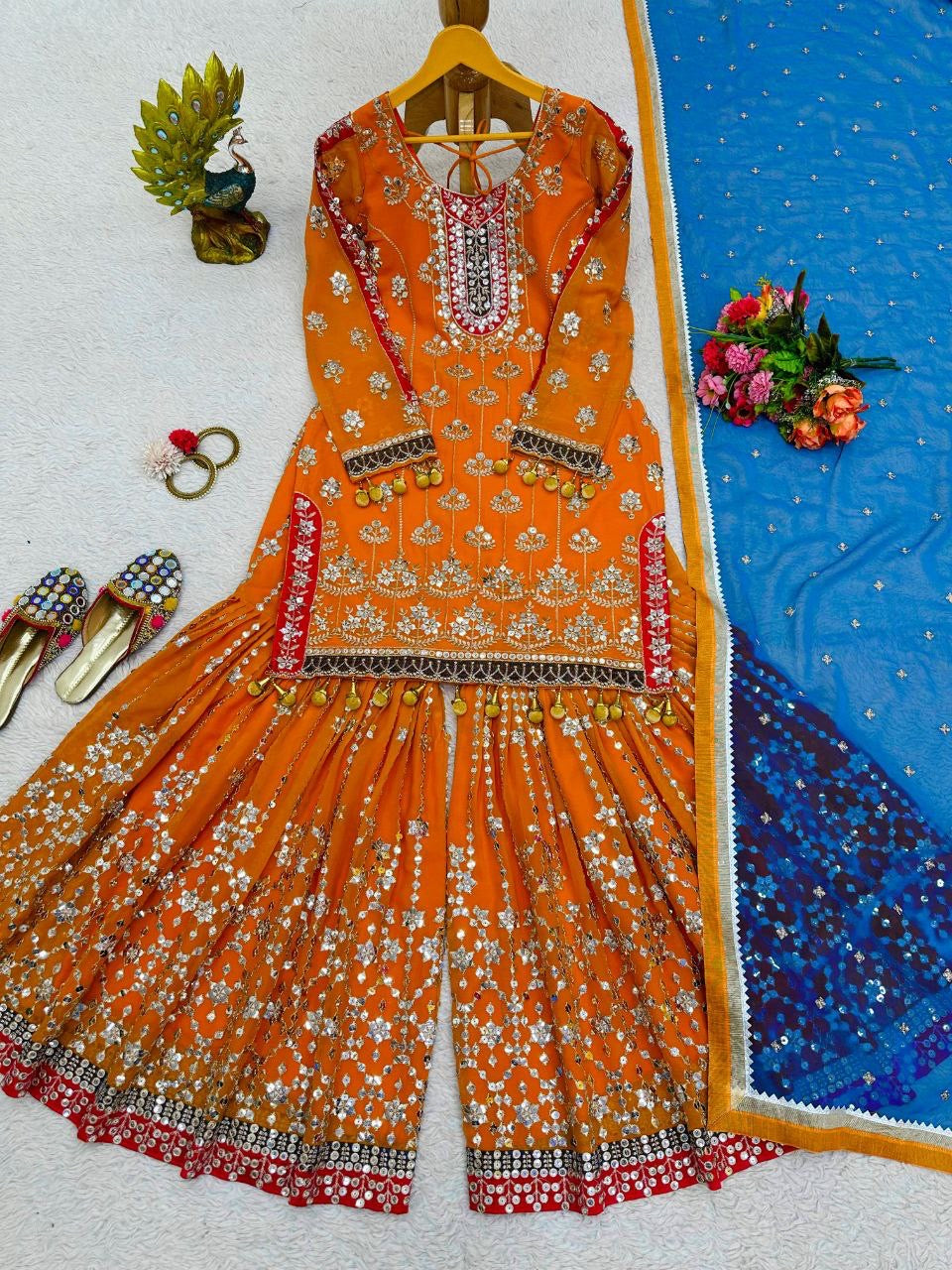 KAVLEEN 2.0 — Orange Designer Sharara Suits