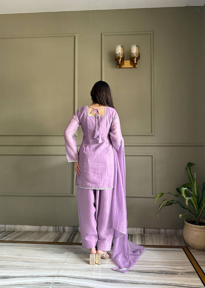 Laksharaa Sarees Crunchy Silk Designer Suit Lavender