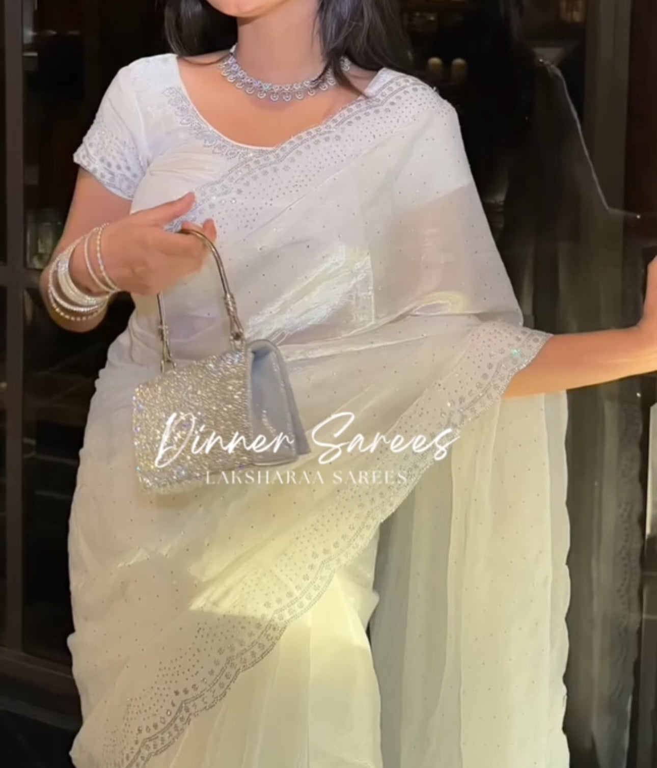 SONAA — Dreamy White Stone Dinner Saree