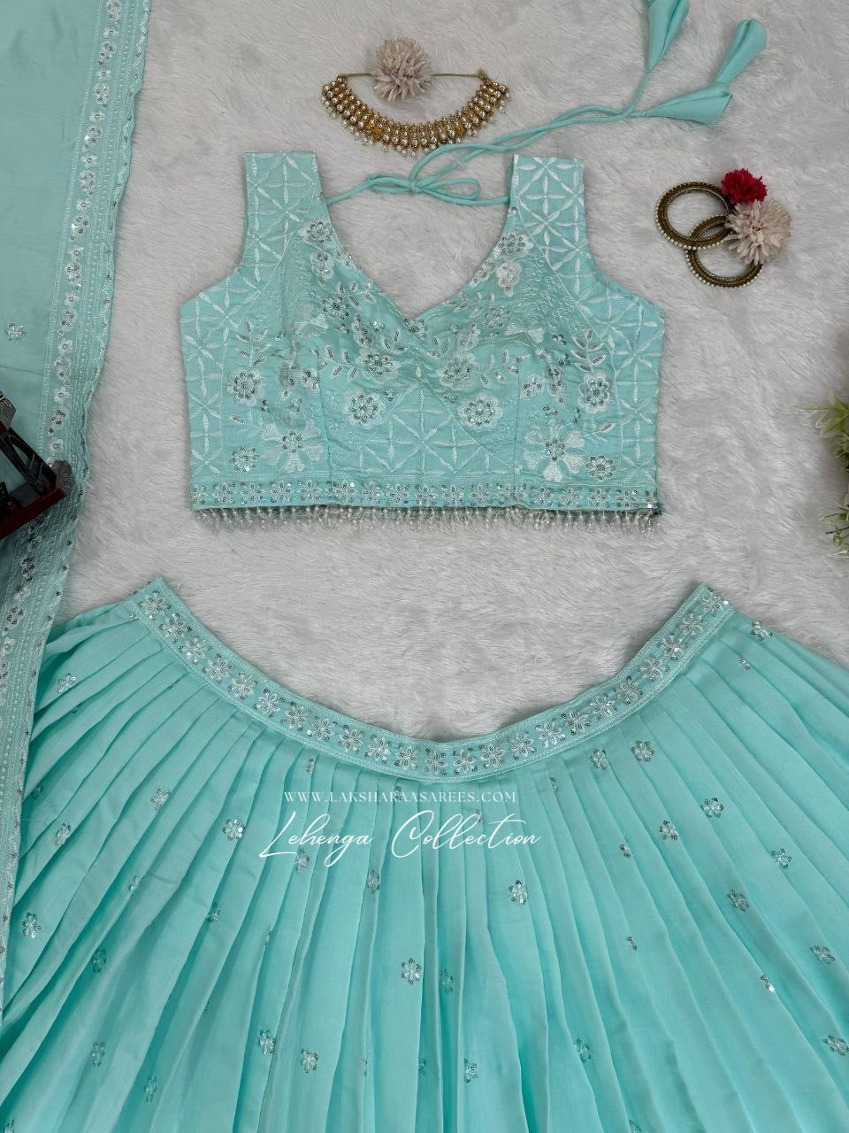 Pastel Blue Georgette Lehenga