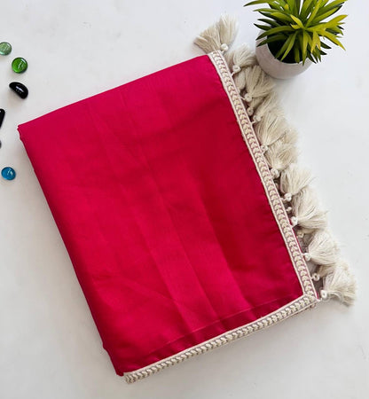 Diwali Special - Cotton Saree with Cute Tassel Borders