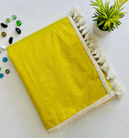 Diwali Special - Cotton Saree with Cute Tassel Borders