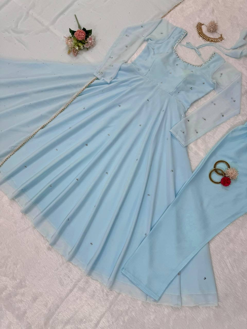 SAMIHA - Baby Blue Anarkali Suit