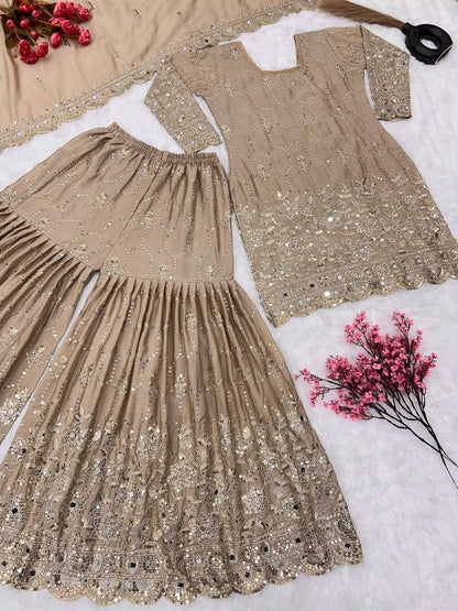 RITA - Champagne Gold Sharara Suit