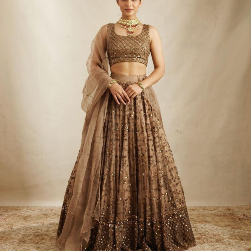 Brownish x Gold Lehenga