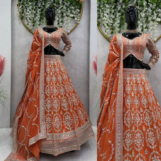 KAYAL - Premium Dark Orange Dori work lehenga x Grand Blouse