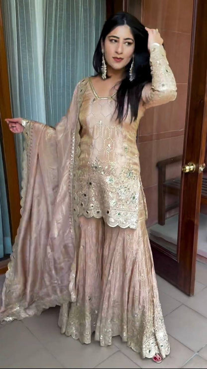 RITA - Champagne Gold Sharara Suit