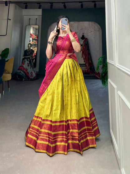 Azhagi - Half Sarees Kanchi Banarasi Lehenga